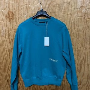 Helmut Lang Mens Lagoon Block Logo Print Crewneck Sweatshirt